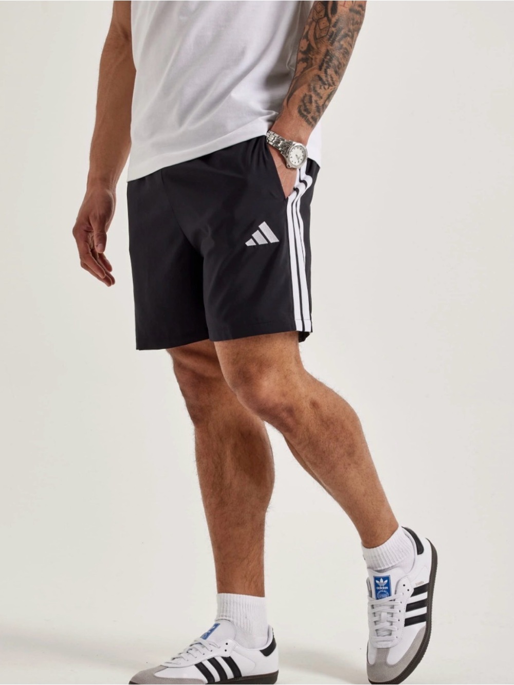 adidas Black Athletic Shorts with White 3-Stripes
